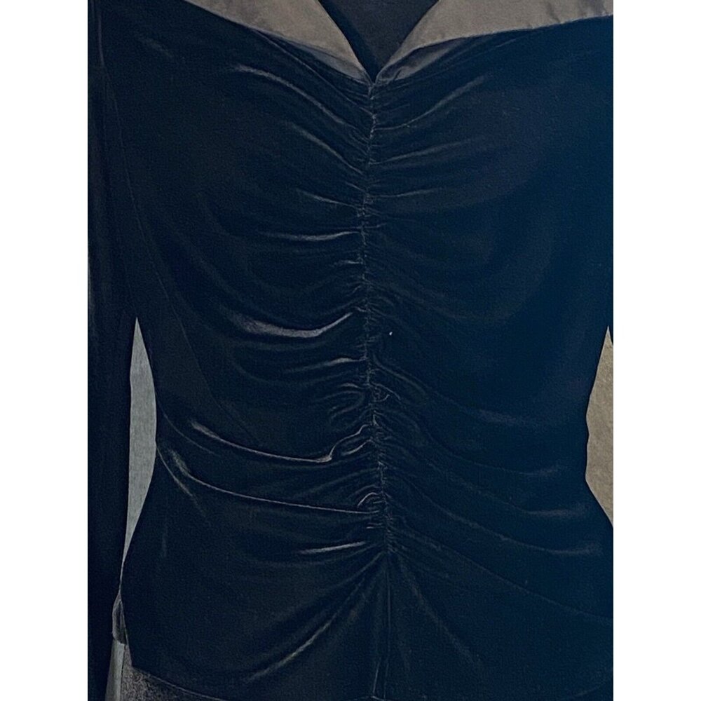 Chetta B Sherrie Bloom Peter Noviello Velvet Top Off The Shoulder Sz L Elegant - Picture 2 of 12